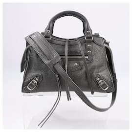Balenciaga-Balenciaga Mini Neo Classic City Leather 2Way Handbag in Grey 679231-Grey
