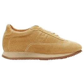 Hermès-Hermes Quick tan suede H logo low top sneakers-Brown
