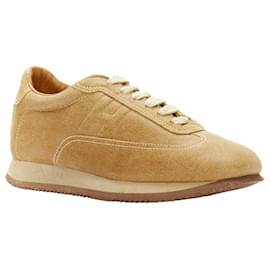 Hermès-Hermes Quick tan suede H logo low top sneakers-Brown