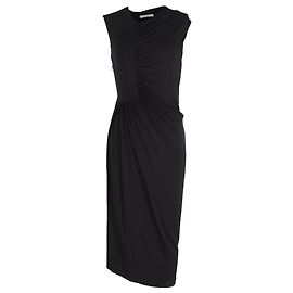 Hugo Boss Midikleid mit gerafftem Seitenteil aus schwarzer Viskose Schwarz