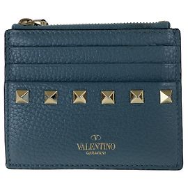 Valentino Garavani Monedero de cuero Valentino Rockstud Azul
