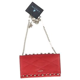 Borsa a tracolla Lanvin Sugar Pearls in pelle rossa Rosso