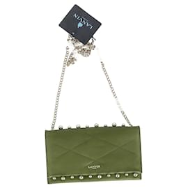 Lanvin-Lanvin Sugar Pearls Wallet On Chain Crossbody Bag in Red Leather-Red