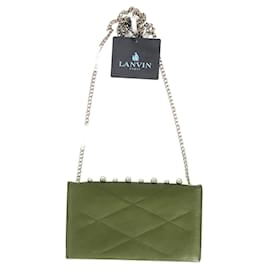 Lanvin-Lanvin Sugar Pearls Wallet On Chain Crossbody Bag in Red Leather-Red