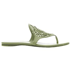Hermès-Hermes Nautilus Spiral Cut Out Leather Flat Thong Slippers-Red