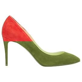 Christian Louboutin-Christian Louboutin Eloise Loubi Suède Escarpin Classique à Bout Amandé-Rouge