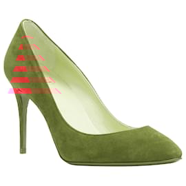 Christian Louboutin-Christian Louboutin Eloise Loubi Suede Almond Toe Classic Pump-Red