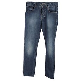 Jeans de algodão azul com efeito lavado de cintura baixa Bottega Veneta Azul Azul claro