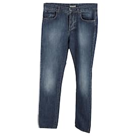 Bottega Veneta-Bottega Veneta Washed Effect Low Rise Jeans in Blue Cotton-Blue,Light blue
