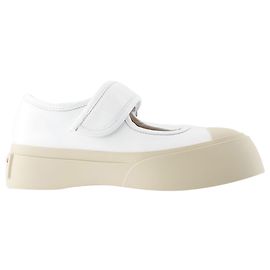Mary Jane Sneakers - Marni - Leder - Weiß Weiß