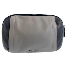Coach-Coach Leather Body Bag Black Gray-Grey