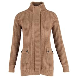Gucci- Gucci Knitted Hidden Buttons Cardigan with Pockets in Brown Wool-Brown