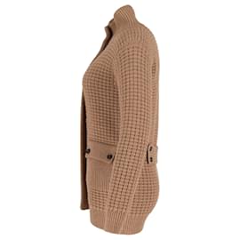 Gucci- Gucci Knitted Hidden Buttons Cardigan with Pockets in Brown Wool-Brown