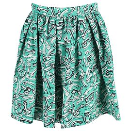 Jupe mini circulaire imprimée flèche Miu Miu en nylon multicolore Multicolore