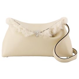 Totême T-Lock Clutch - TOTEME - Couro - Branco Marrom Bege