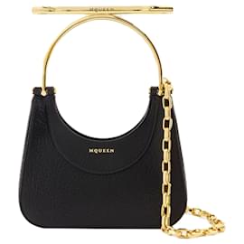 Alexander Mcqueen-Mini Cross Bar Purse - Alexander McQueen - Leather - Black/Gold-Black