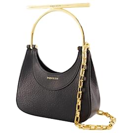 Alexander Mcqueen-Mini Cross Bar Purse - Alexander McQueen - Leather - Black/Gold-Black