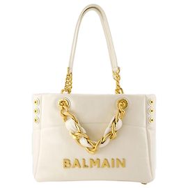 Bolsa de compras pequena 1945 - Balmain - Couro - Bege Marrom Bege