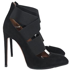 Alaïa Bandage Strap High Heel Pumps in Black Suede Black