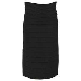 Falda lápiz de vendaje Herve Leger en rayón negro Negro