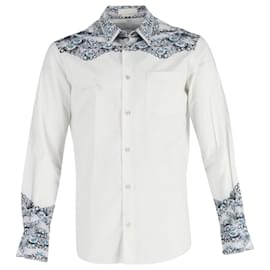 Alexander Mcqueen-Alexander McQueen Skull Print Button Down Shirt in White Cotton-Other