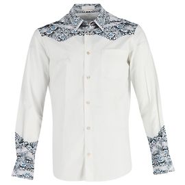 Camicia button-down in cotone bianco con stampa teschio Alexander McQueen Altro