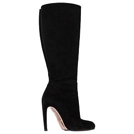 Gucci Knee-High Heeled Boots in Black Suede Black