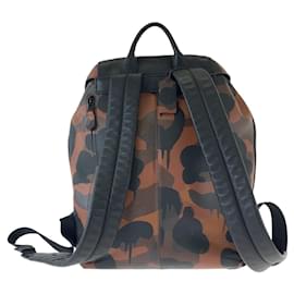 Coach-Coach Manhattan Camouflage Leather Backpack-Brown