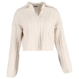 Joseph Strickkragen Cropped Pullover aus hellbeigem Wolle Beige