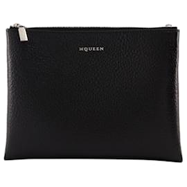 Alexander Mcqueen-Cross Bar Clutch - Alexander McQueen - Leather - Black/Silver-Black