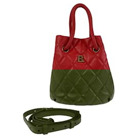 Balenciaga-Balenciaga B Bucket Bag Red Leather 2way-Red