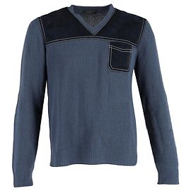 Pull en laine bleu bicolore Prada Bleu