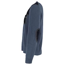 Prada-Prada Two Toned Sweater in Blue Wool-Blue