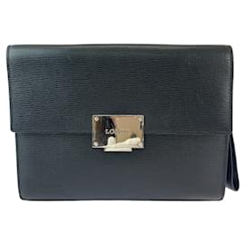 Loewe-Loewe Leather Clutch Bag Black-Black