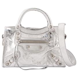 Balenciaga-Le City Mini Purse - Balenciaga - Leather - Silver-Silvery,Metallic