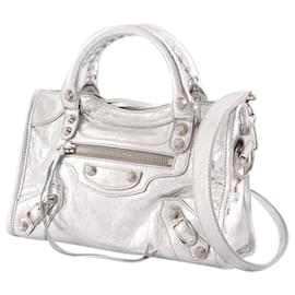 Balenciaga-Le City Mini Purse - Balenciaga - Leather - Silver-Silvery,Metallic