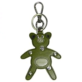 Prada-Red Saffiano leather teddy bear keychain-Red