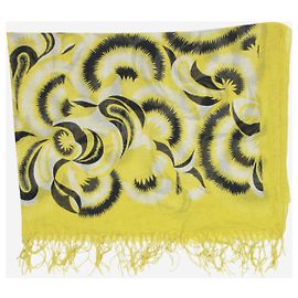 Dries Van Noten Sciarpa di seta verde stampata Verde