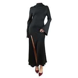 Ellery Robe midi en satin noir à col montant - taille UK 8 Noir