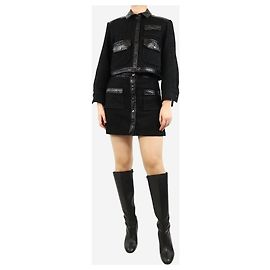 Maje Schwarzes Boucle-Jackett und Minirock-Set - Größe UK 8 Schwarz