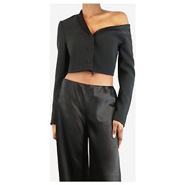 Jonathan Simkhai Schwarze asymmetrische cropped Blazer - Größe UK 4 Schwarz