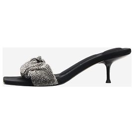 Alexander Wang Black crystal-embellished kitten heel sandals - size EU 37.5 Black