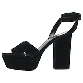 Saint Laurent-Black velvet platform sandals - size EU 38-Black