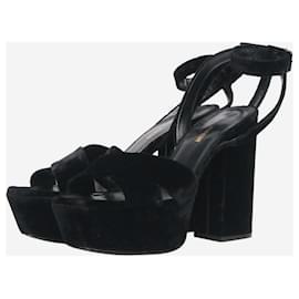 Saint Laurent-Black velvet platform sandals - size EU 38-Black