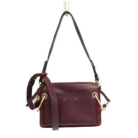 Bolsa de ombro feminina em couro e camurça Chloé Roy Bordeaux