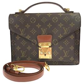 Louis Vuitton-Louis Vuitton Monceau Brown PVC Leather Handbag-Brown