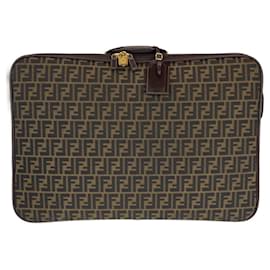 Fendi-Fendi Zucca Canvas Leather Suitcase-Brown