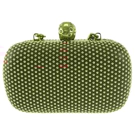 Alexander Mcqueen-Alexander McQueen Leather Studded Orange Chain Shoulder Bag-Orange