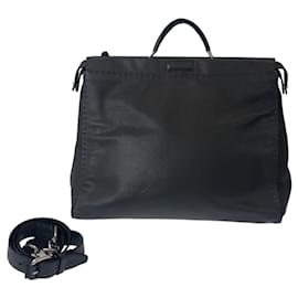 Fendi-Fendi Peekaboo Leather Shoulder Bag-Grey