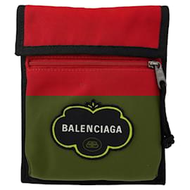 Balenciaga-Balenciaga Explorer BB Logo Nylon Shoulder Bag-Red
